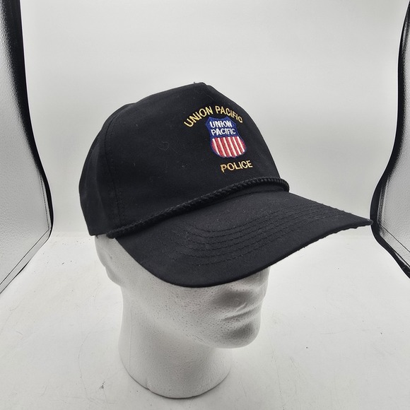 Union Pacific Railroad Baseball Hat Cap Police Black Train Embroidered